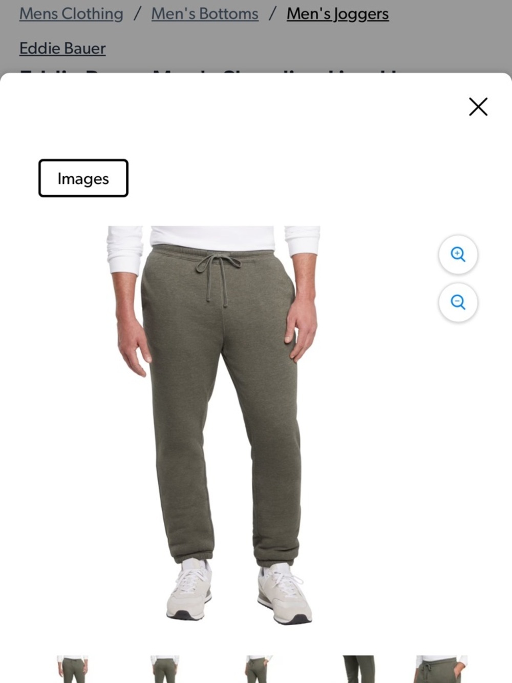 Eddie Bauer Men's Olive Green Jogger Sweatpants Fleece Shearling Lined L